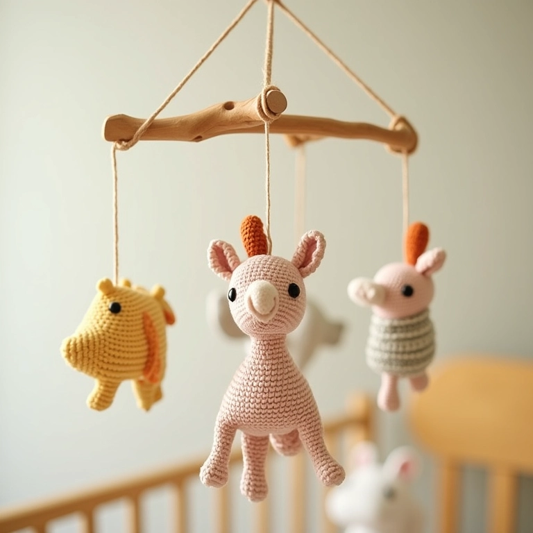 Mobile de berço da Galinha Pintadinha em amigurumi.