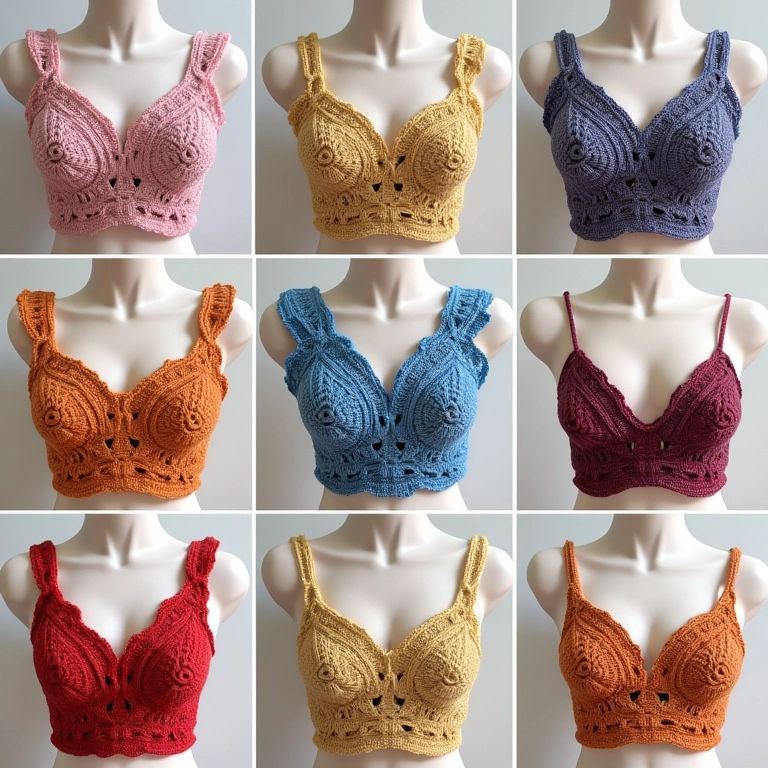 Modelos de gráficos de cropped de crochê.