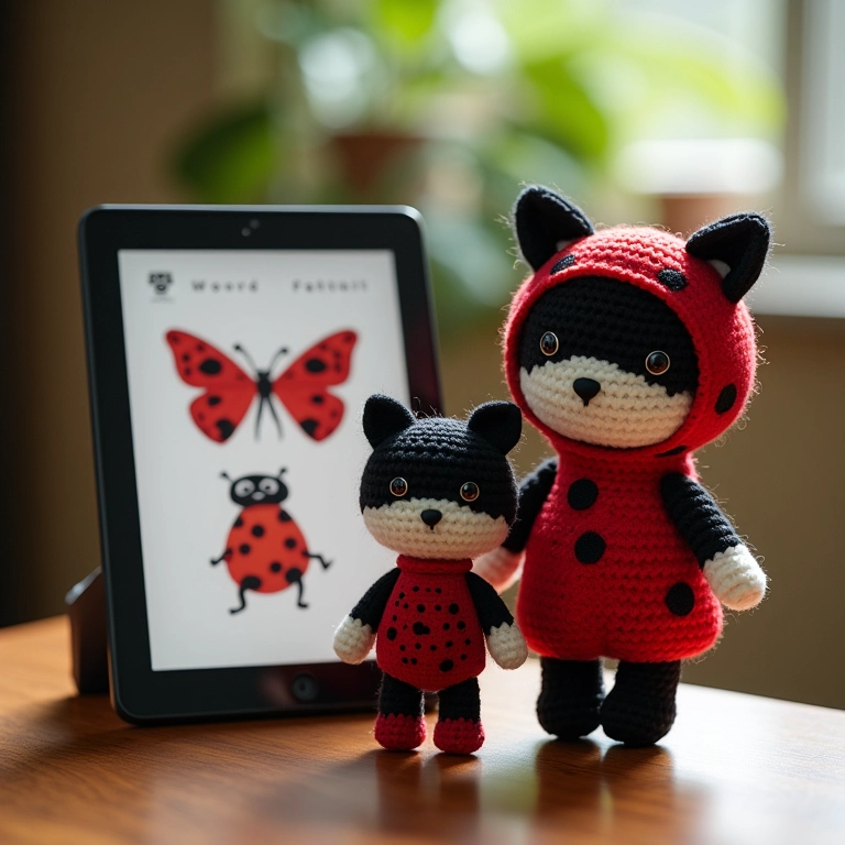 Moldes da Ladybug e do Cat Noir para amigurumi.