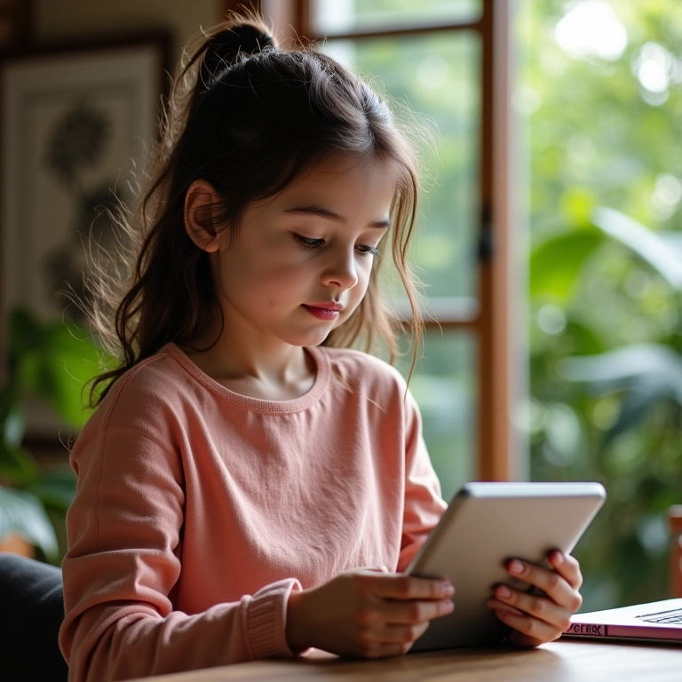 Mulher buscando ideias de artesanato com caixinha de leite online.