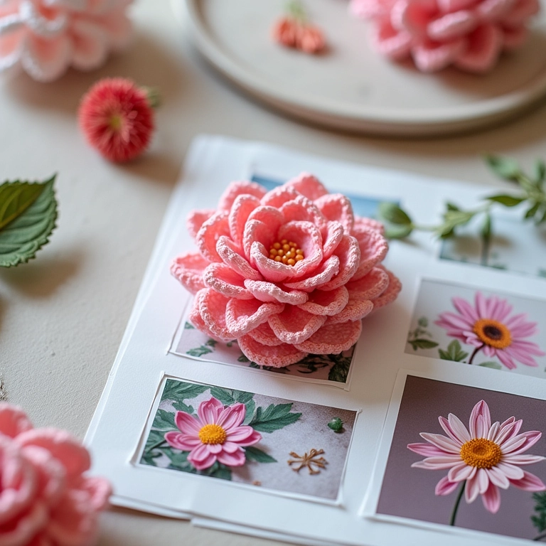 Mural de inspiração para flores de fita.
