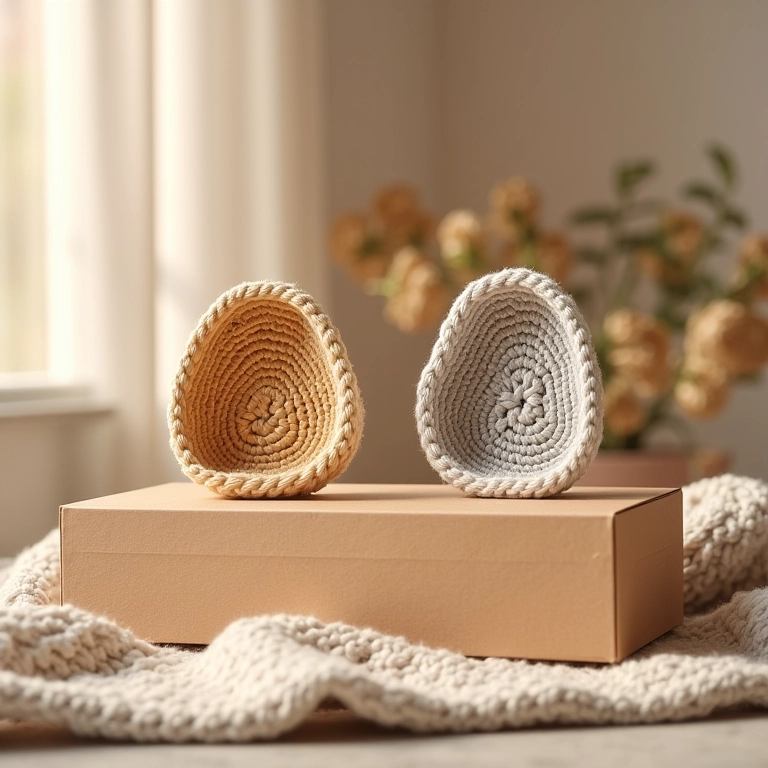 Nichos decorativos de crochê em caixa de sapato.