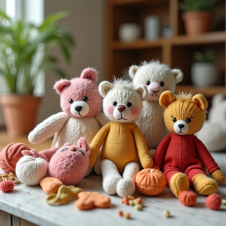 Opções de enchimento para boneca de pano amigurumi.