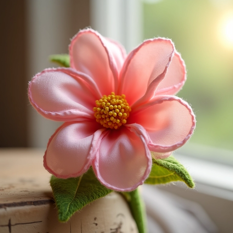 Peça lavável украшенияda com flor de fita de cetim.