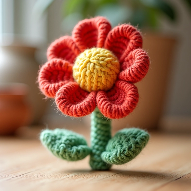 Peso de porta flor de crochê sustentável e econômico.