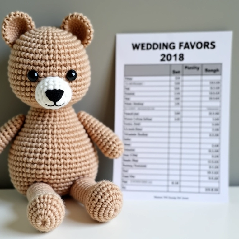 Planilha de custos para lembrancinhas de casamento 2018 ao lado de amigurumi.