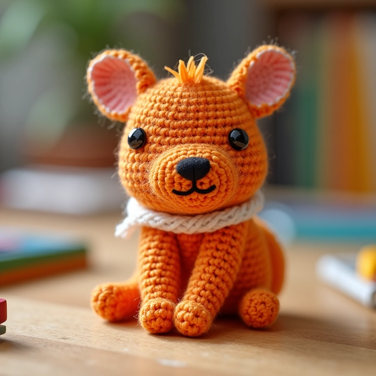 Porta-lápis divertido de amigurumi em forma de animal fofo, feito com PET reciclado e crochê colorido.