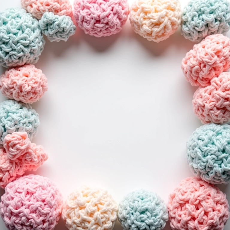 Porta-retrato de crochê amigurumi com tema abstrato.