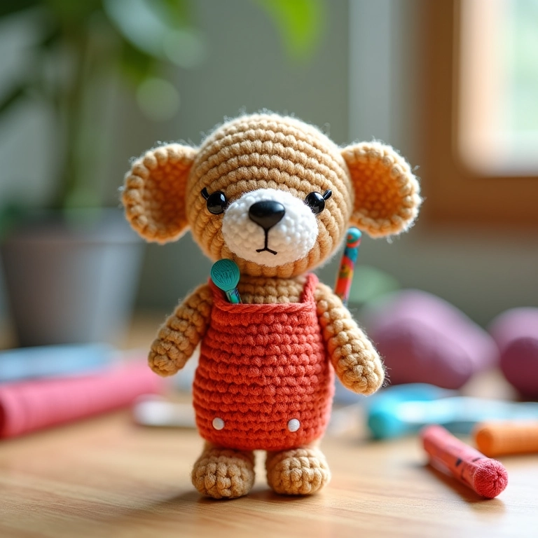 Porta-trecos de amigurumi em formato de rolo de papel higiênico.