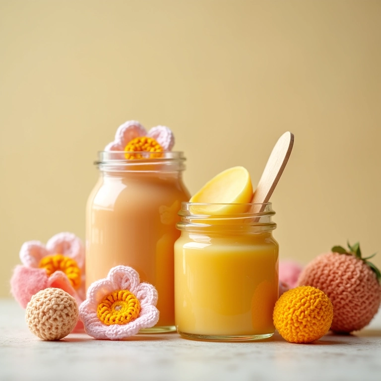 Potes com sabonetes artesanais e decoração em crochê.