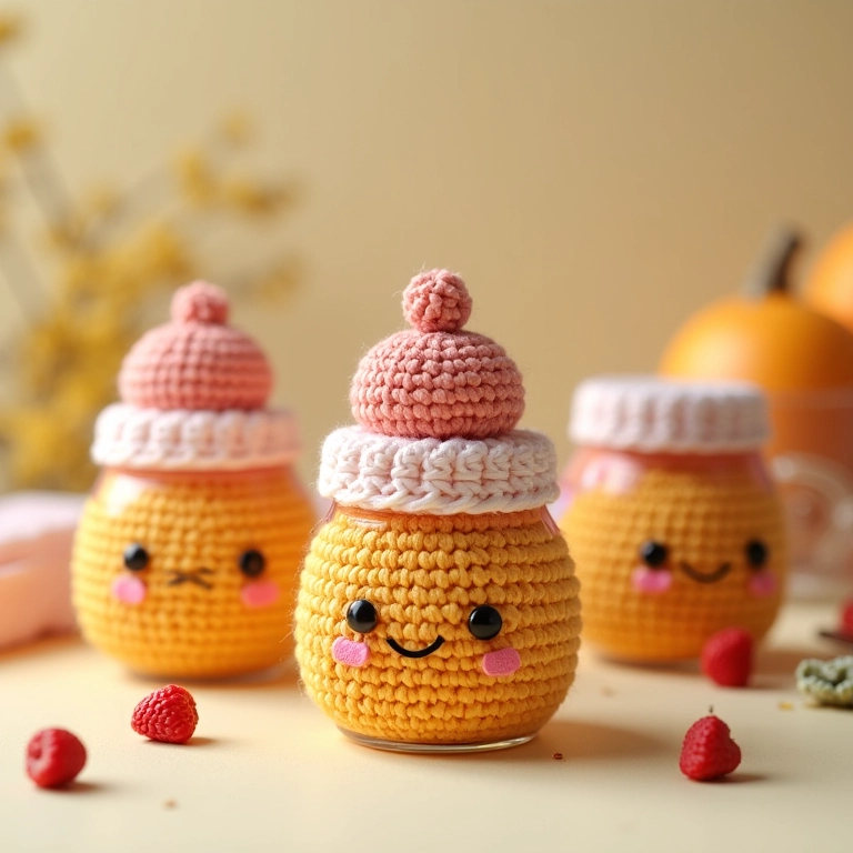 Potes de brigadeiro de colher em amigurumi.