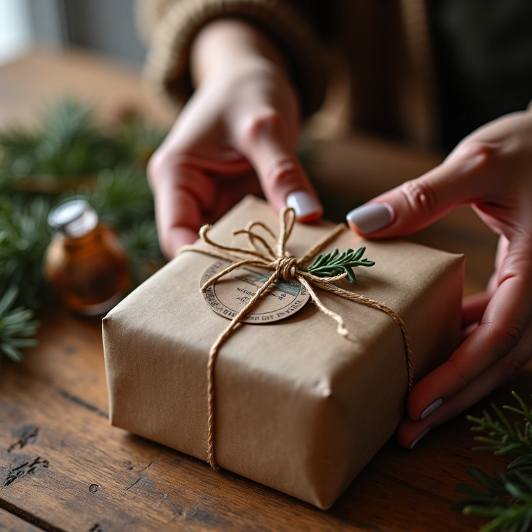 Presentes de Natal artesanais com embalagem criativa e afetuosa.