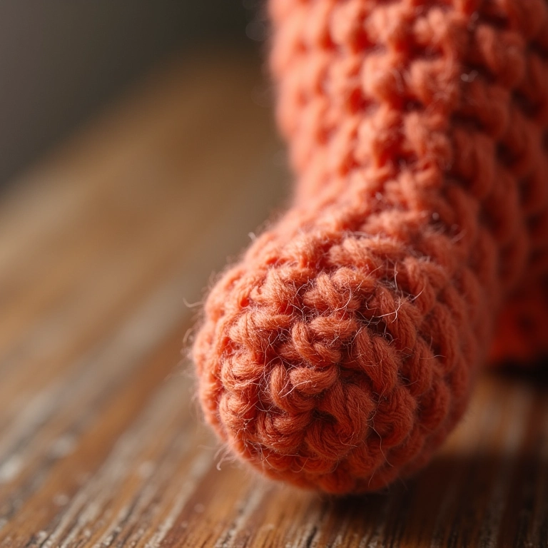 Primeira carreira do ponto segredo em um amigurumi.