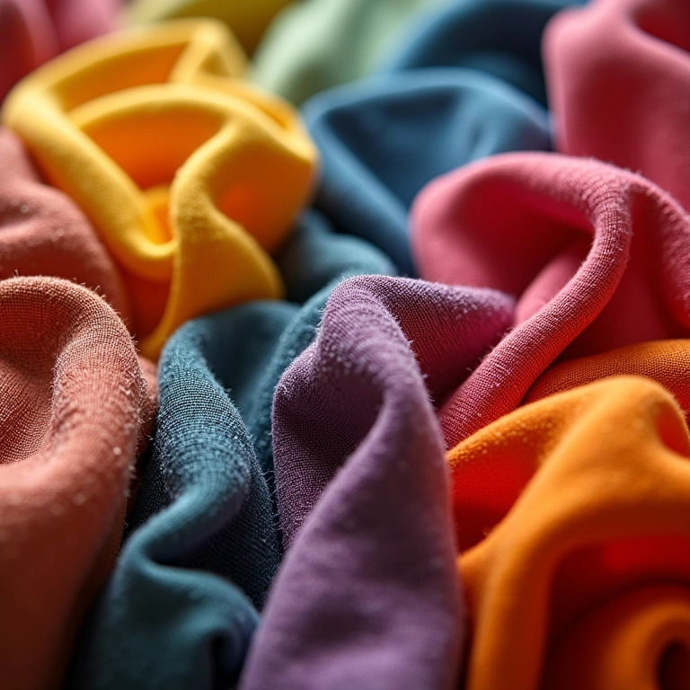 Produtos da marca Bastidores Bastidorando, em close-up, com tecidos coloridos e detalhes encantadores.