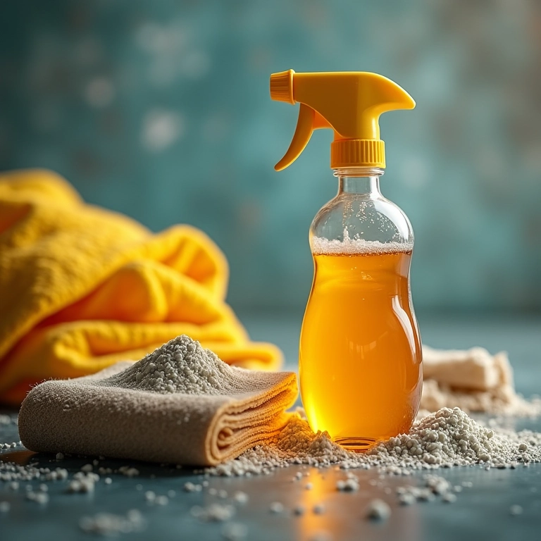 Produtos de limpeza usados para preparar materiais reciclados.