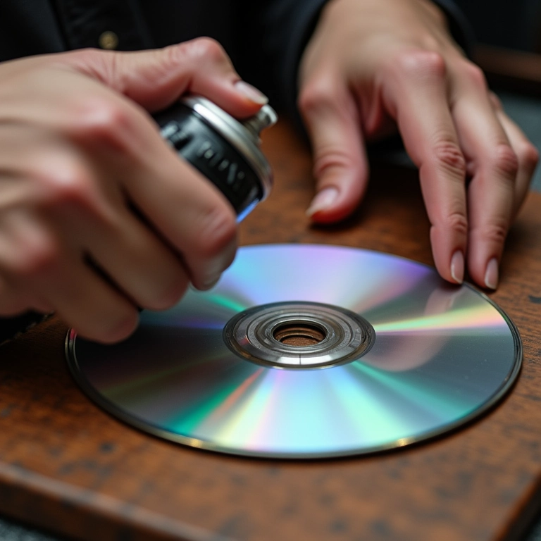 Protegendo a pintura dos enfeites de CD com verniz.