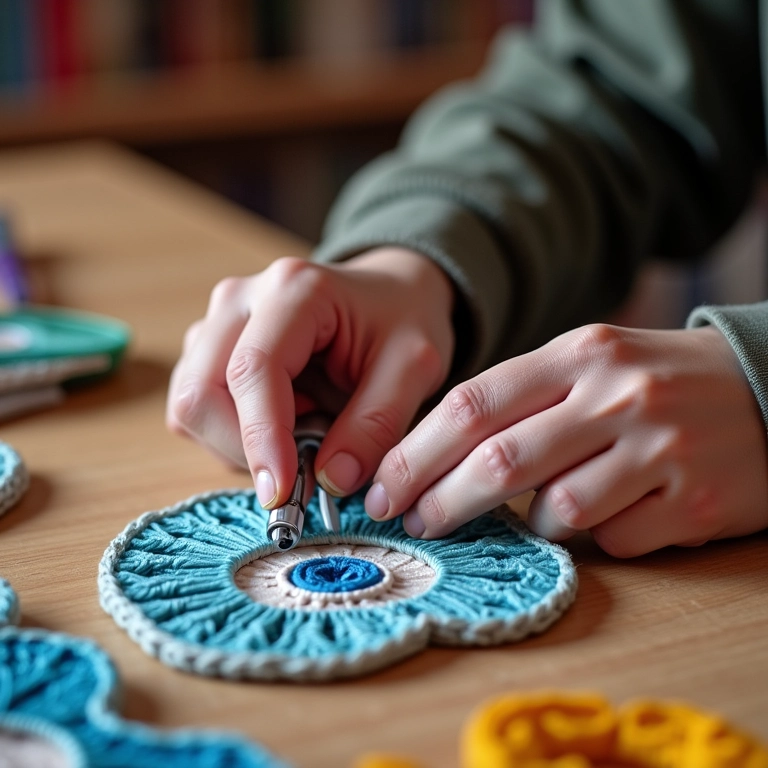 Protegendo artesanato de crochê com CD.