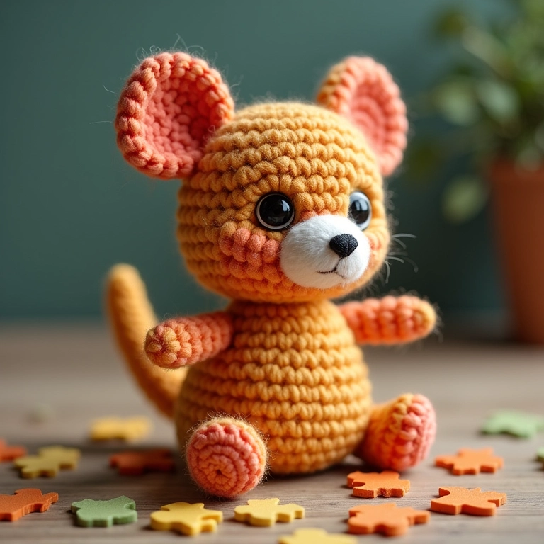 Quebra-cabeça em amigurumi feito com caixa de sapato reciclada.