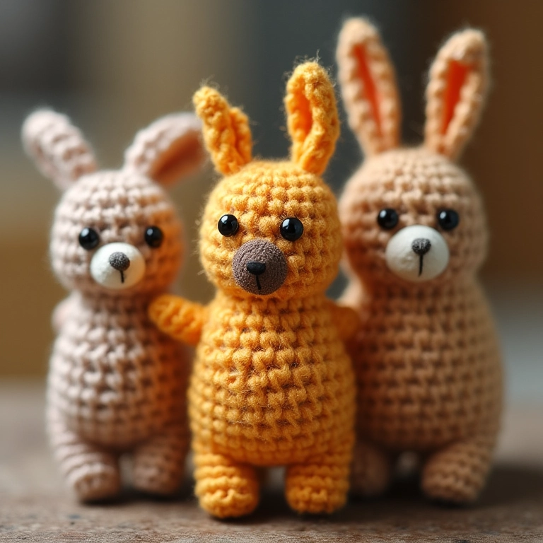 Rolhas de cortiça transformadas em artesanato de amigurumi.