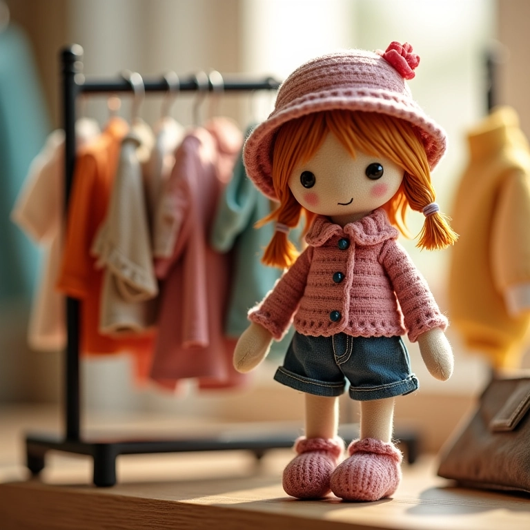 Roupas e acessórios para personalizar bonecas de crochê.