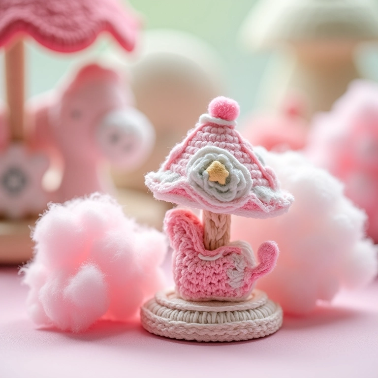 Sachês perfumados com aroma de algodão doce e detalhes de carrossel.