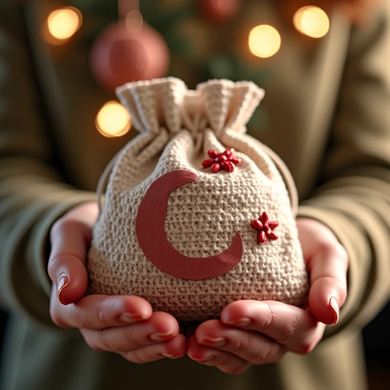Sacolinhas surpresa ecológicas decoradas com crochê.