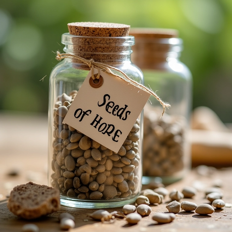 Sementes da esperança em garrafinhas.