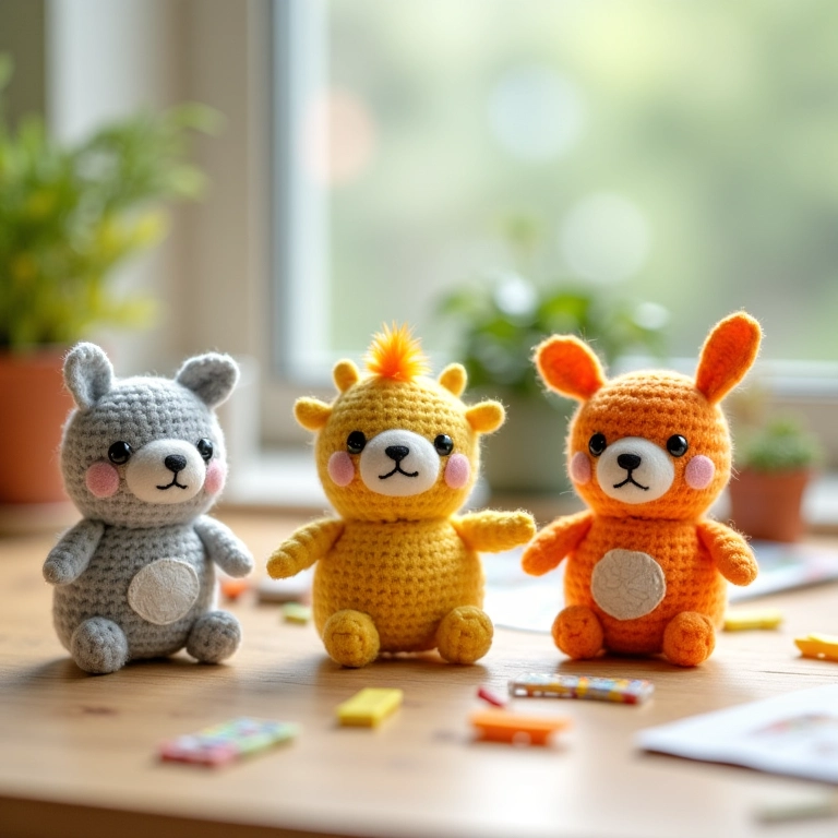 Sementes para plantar em amigurumi para lembrancinha de maternidade.