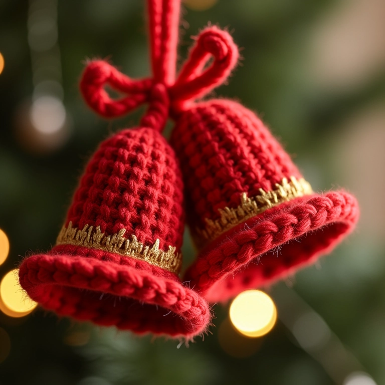 Sinos de crochê para pendurar na árvore.
