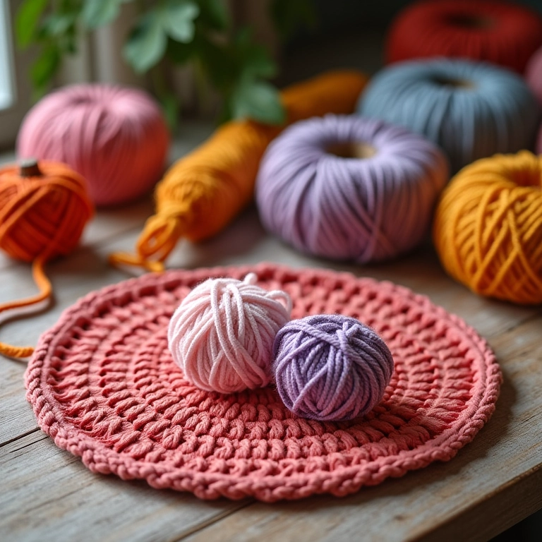 Sousplat de crochê com fio de malha.