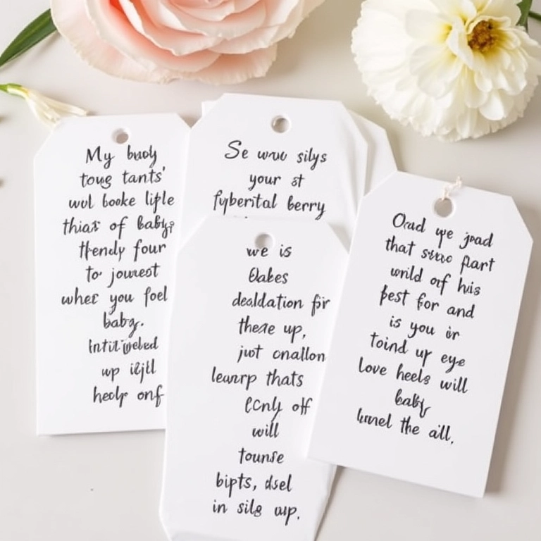 Tags de lembrancinha com mensagens criativas.