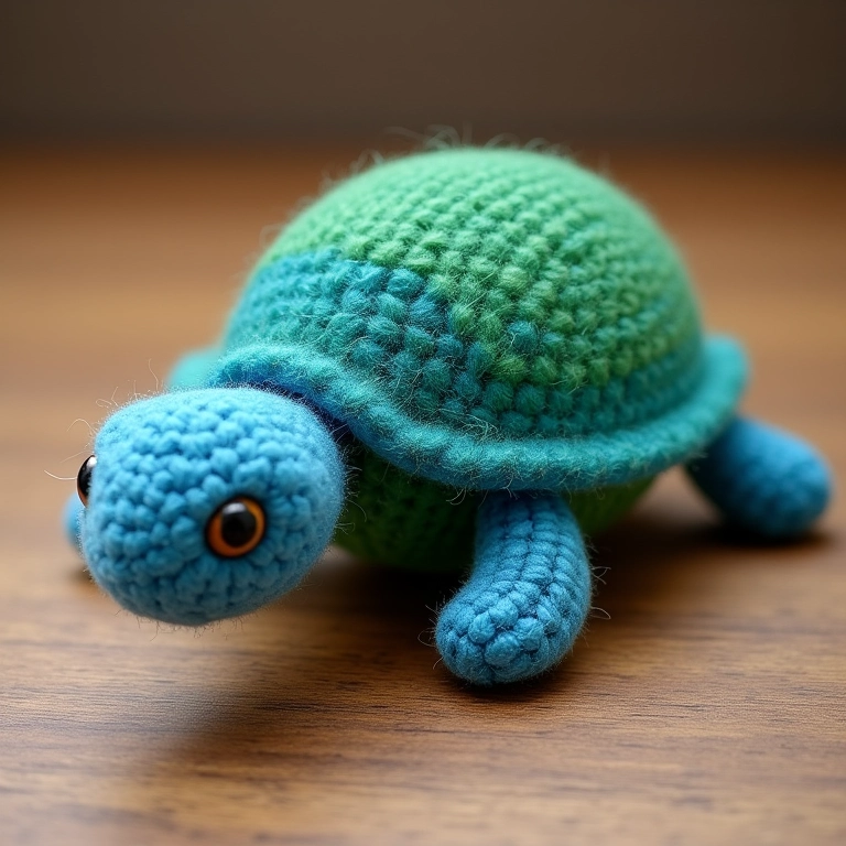 Tartaruga amigurumi com técnica dutch pour.