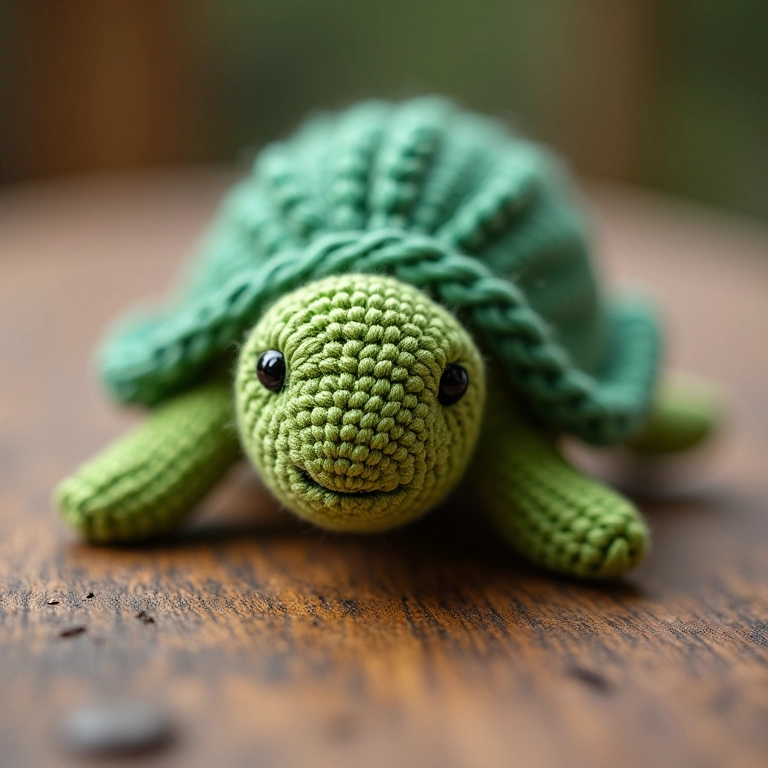 Tartaruga de amigurumi feita com fio reciclado.