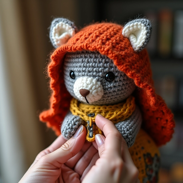 Teatro de fantoches em amigurumi feito com caixa de sapato.