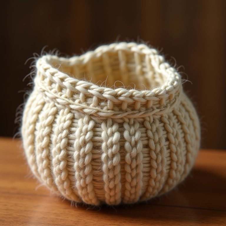 Tensão do ponto uniforme em cesto de crochê.