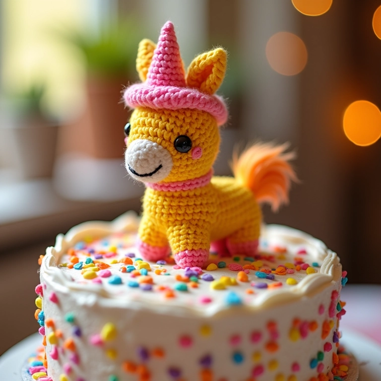 Topo de bolo da Galinha Pintadinha em amigurumi.