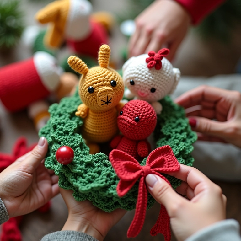 União familiar: criando uma guirlanda natalina em amigurumi.