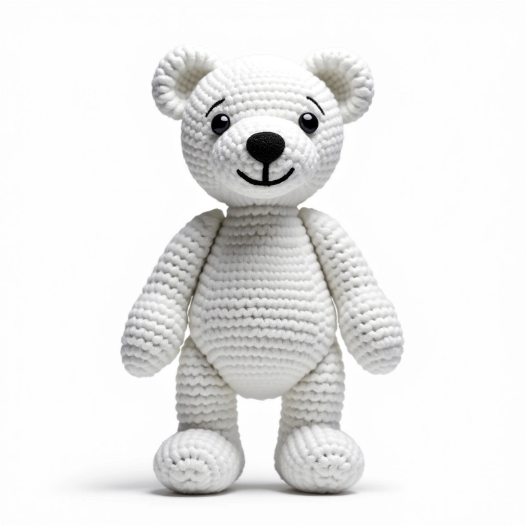 Urso amigurumi em preto e branco para colorir.