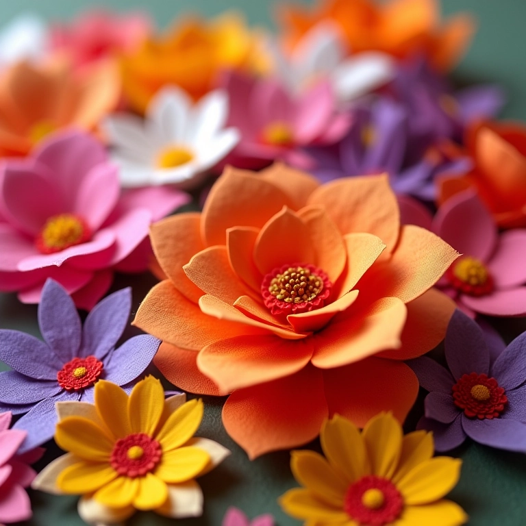 Moldes de flor: de papel- feltro e outros tipos Variedade de flores artesanais feitas de papel, feltro, EVA e tecido.