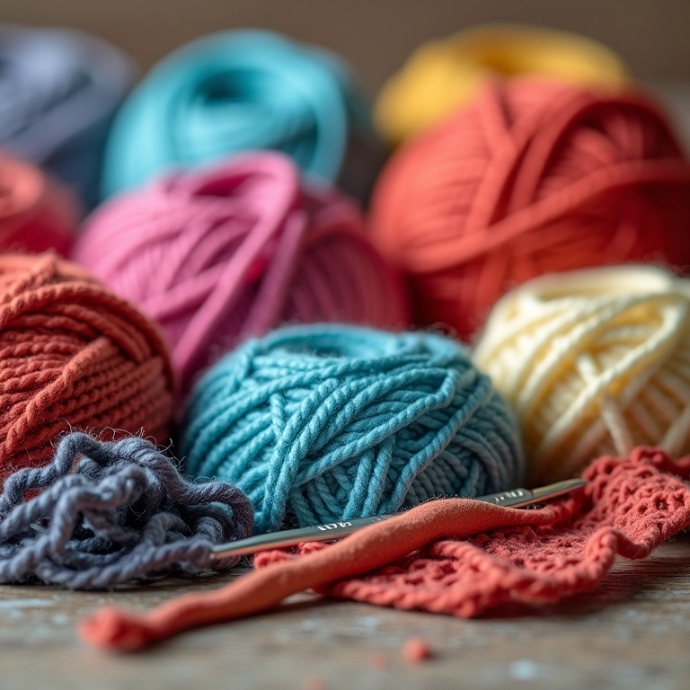 Variedade de linhas para bico de crochê em pano de prato.