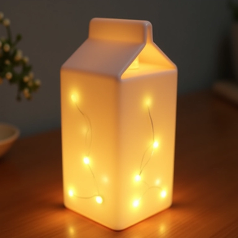 Vaso de crochê com iluminação embutida.