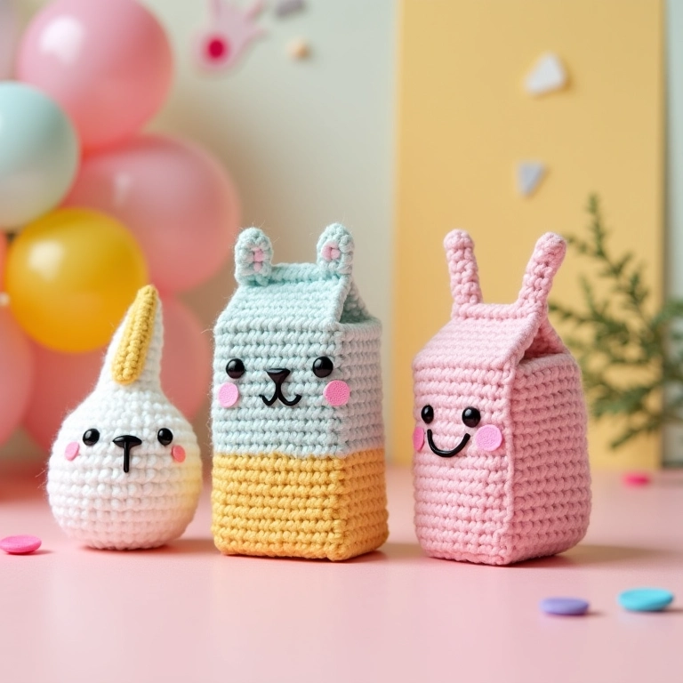 Vasos de crochê temáticos para festas.