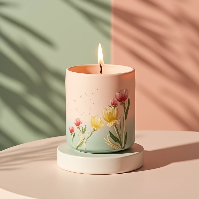 Vela aromática decorada com tema da Arca de Noé.