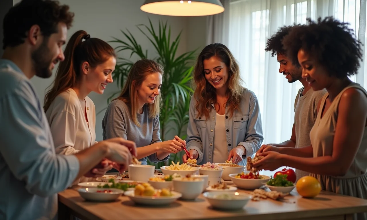 Amigas ajudando na organização do chá de bebê.