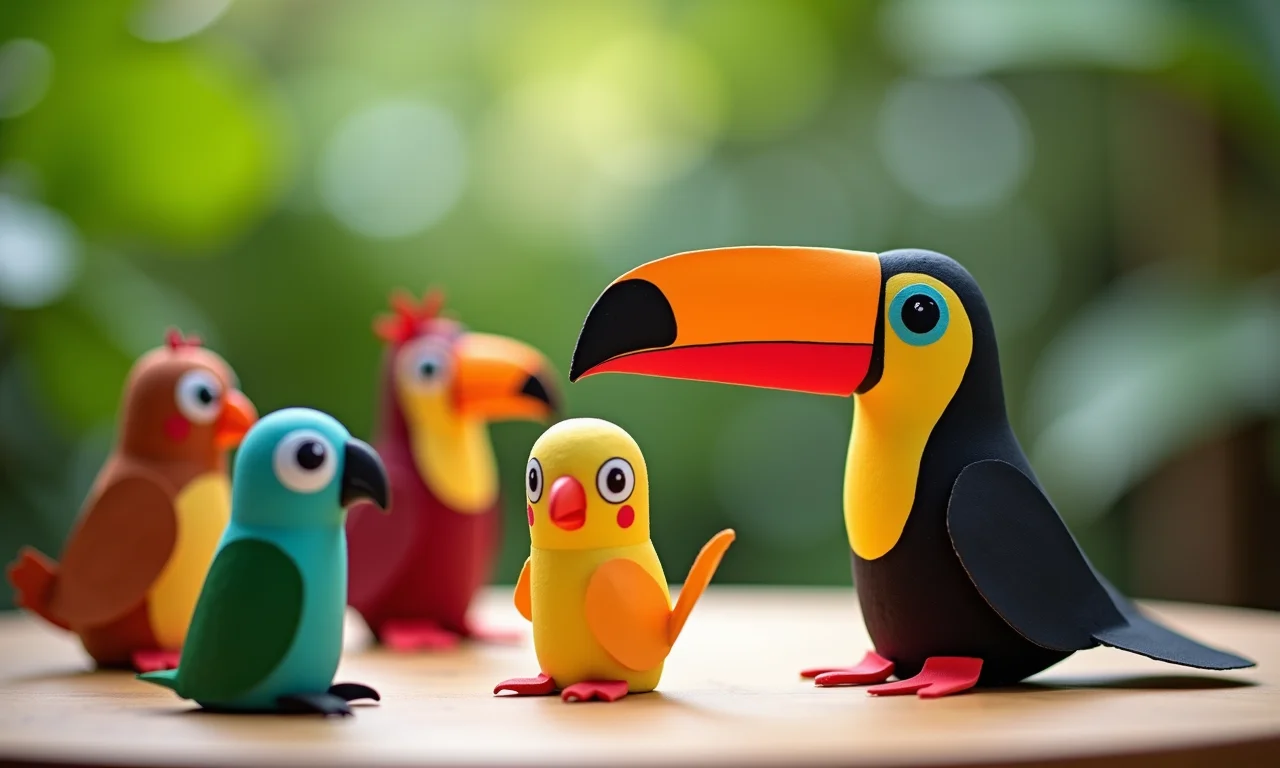 Animais adoráveis feitos de rolo de papel higiênico.