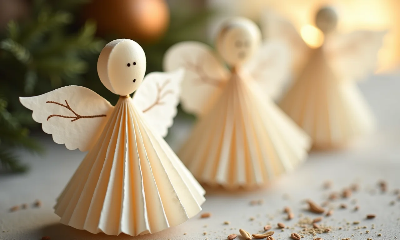 Anjos de Natal delicados feitos com filtros de café usados.