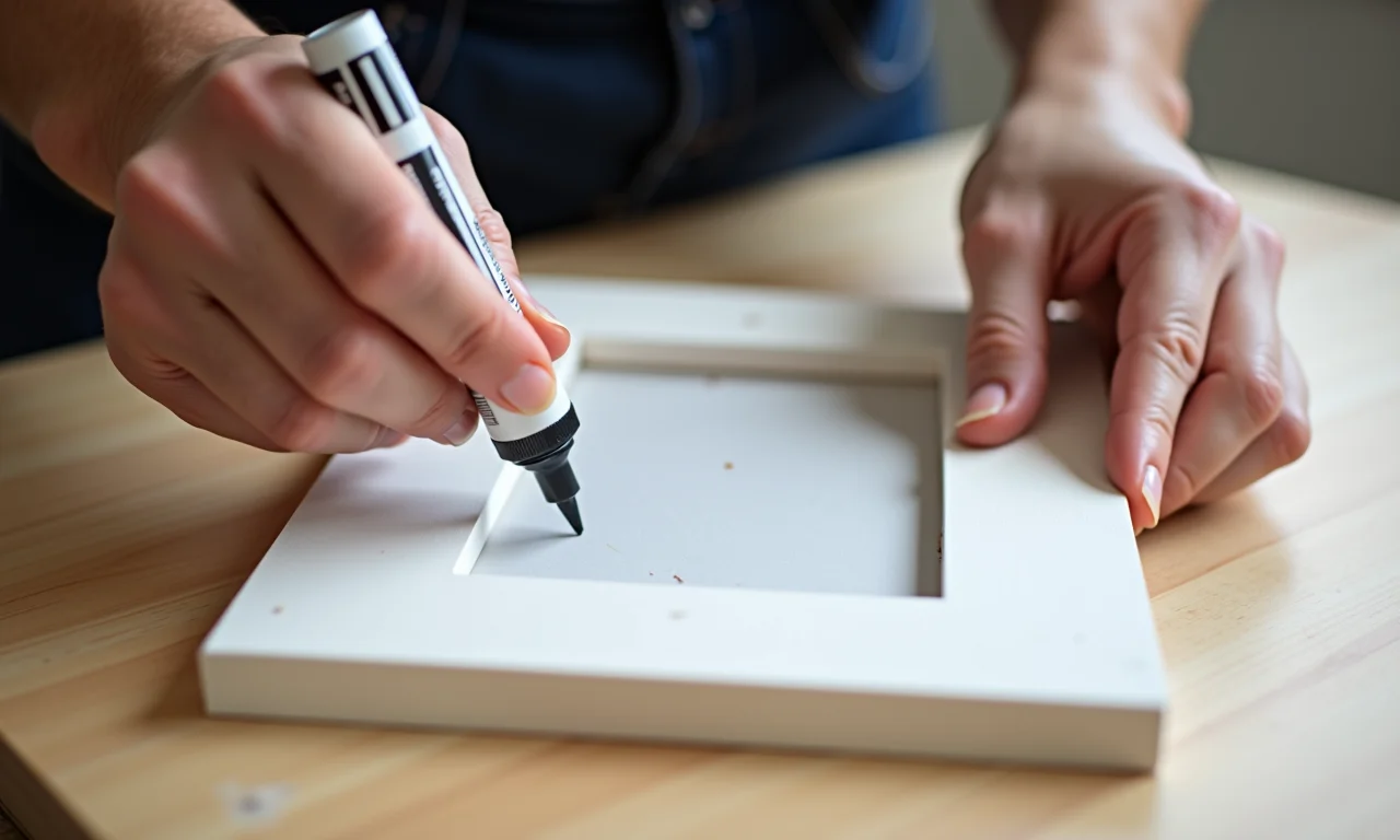 Aplicação de cola em porta-retrato de EVA.