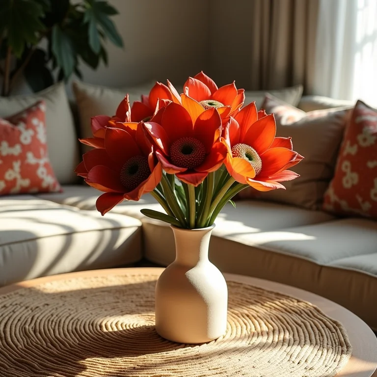 Arranjo de flores feito com rolinho de papel higiênico