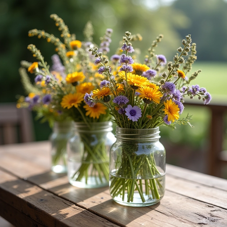 Arranjos florais charmosos e delicados para casamento rústico.