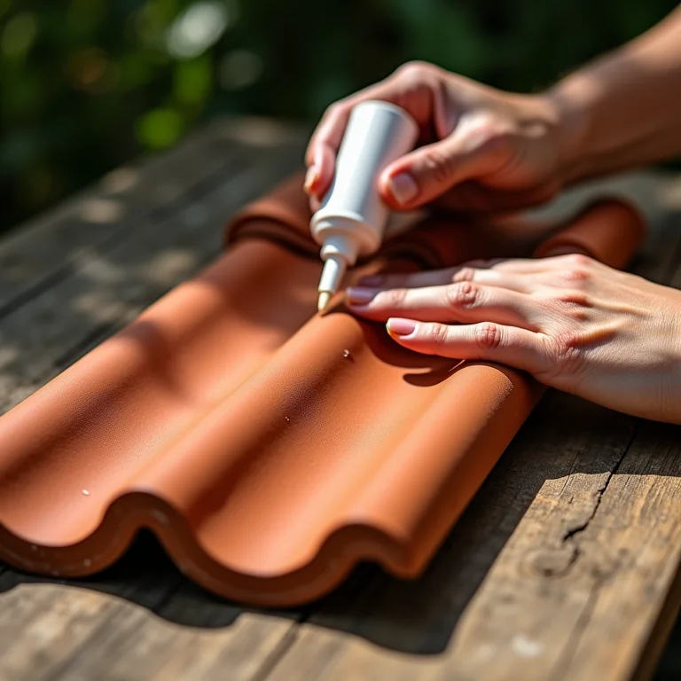 Artesã aplicando verniz protetor em telha de barro pintada